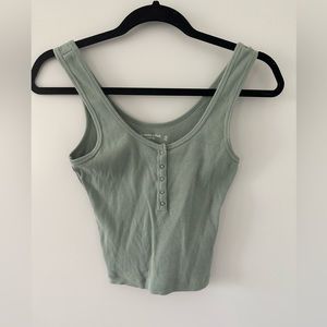 Abercrombie Green Cropped Tank Top in Size XS
